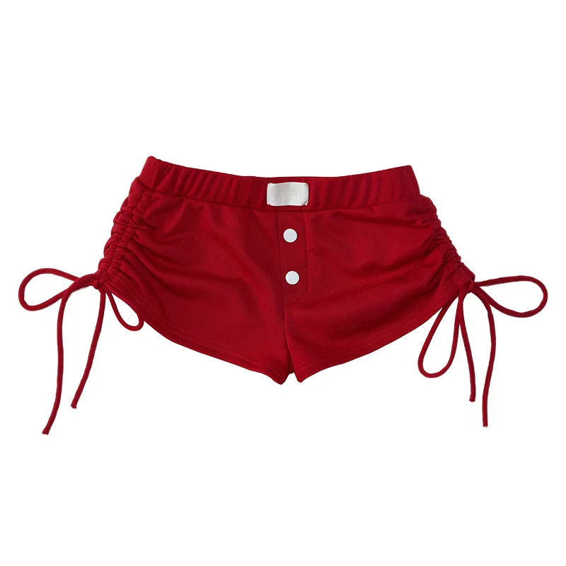 qgtao - Y2k Embroidery Lace Shorts Women Two Piece Set Drawstring High Waisted Short Pants Sexy Girl Summer Casual Clothing New