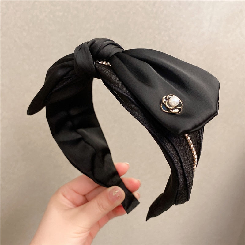 Solid Fabric Satin Hair Scarf Band Hairband for Women Girl Korea Headbands Fashion Accessorie