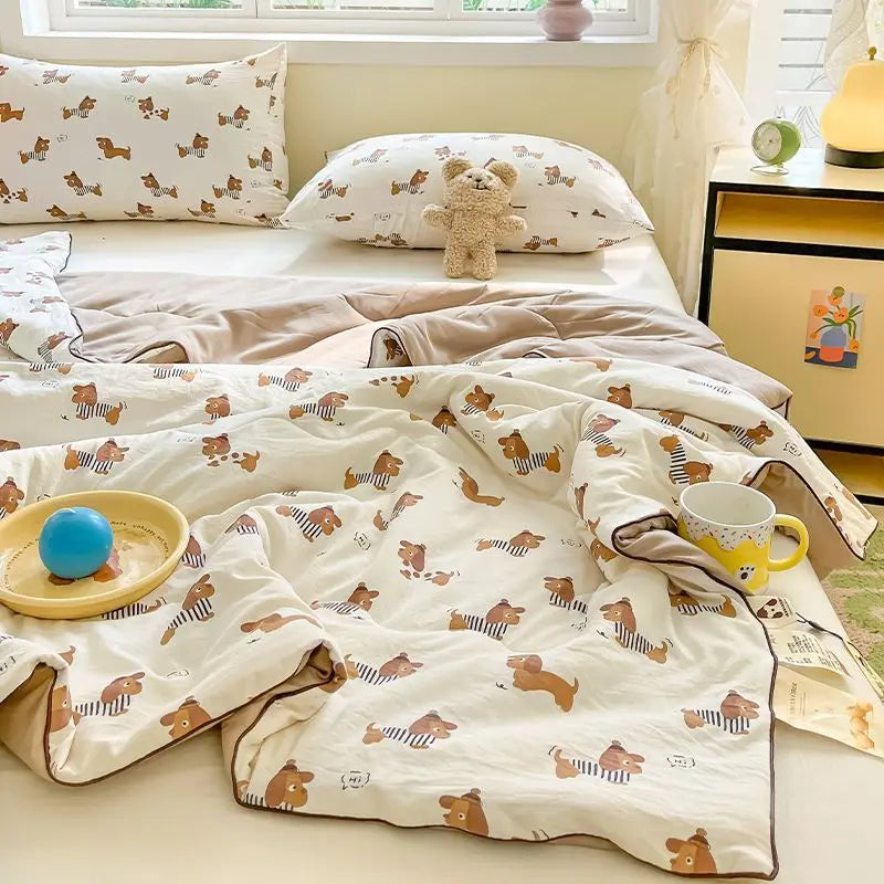 Yeknu Summer Quilt Air Conditioning Quilt Flower Girl Heart Class A  Double Layer Yarn Summer Cool  Soft Machine Washable