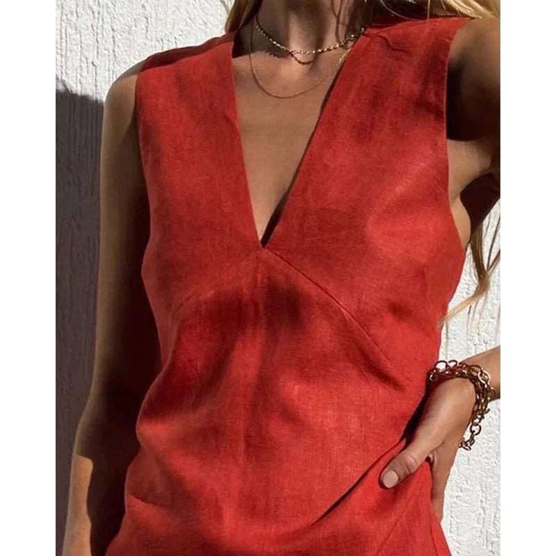 qgtao Cotton Linen Women's Dress Summer Sexy V-neck Short Beach Streetwear Dresses Mini Female Clothing Sundress Vestido