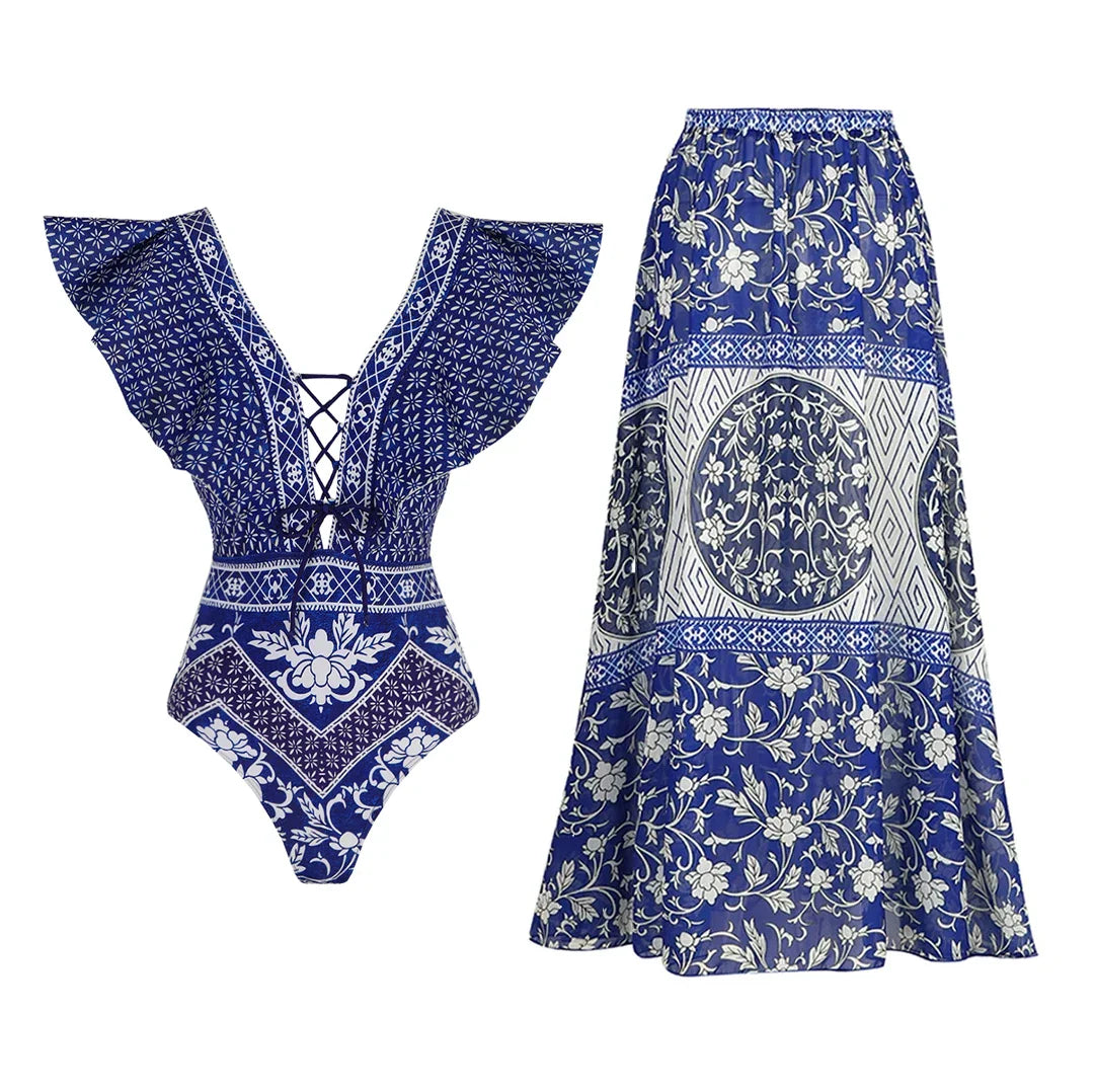 qgtao New Arrival Push Up Women Bikini Set Floral Printed Ruffle Bikinis Strappy Bandage Swimwear Brazilian Biquini Bathing Suit