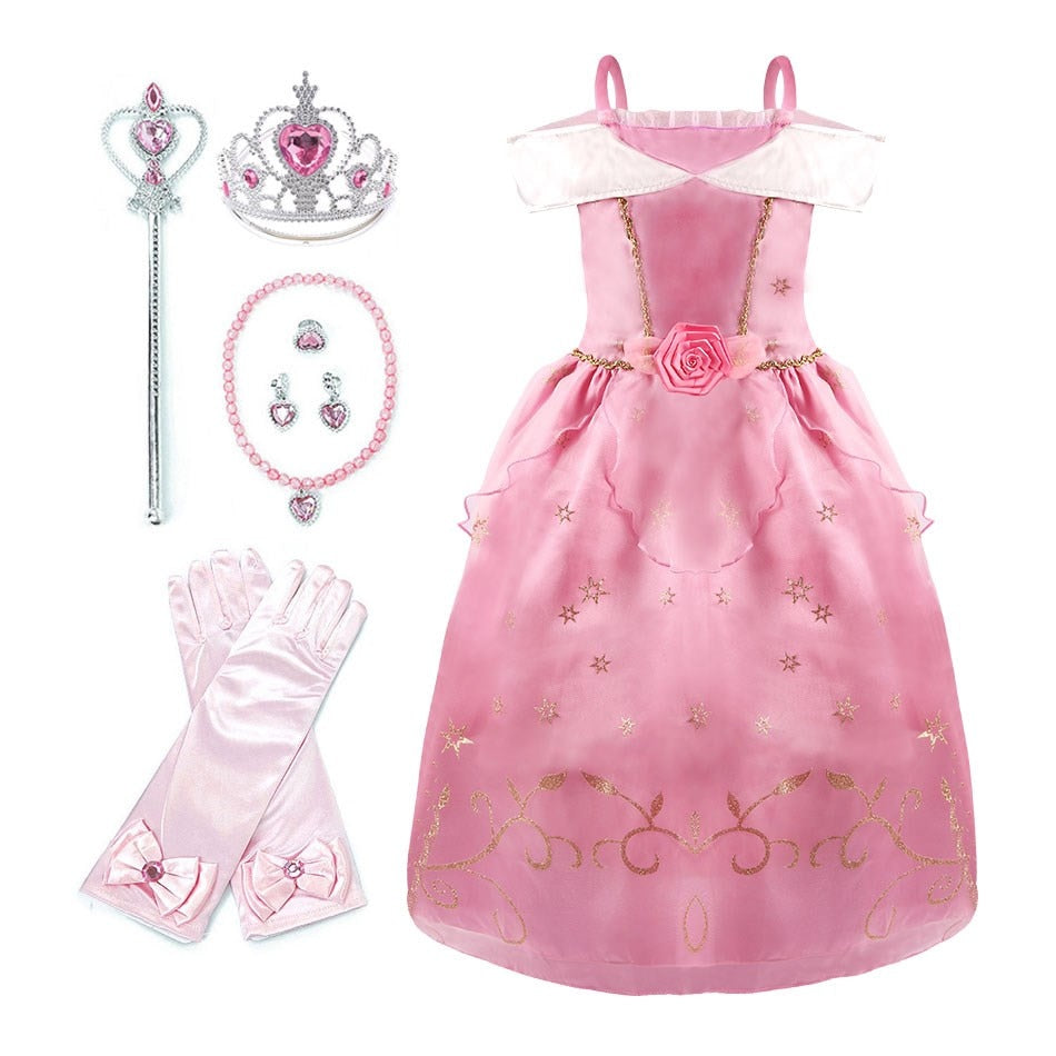 Kid Princess Dress Girl Summer Fancy Party Clothes Children Rapunzel Cinderella Belle Sleeping Beauty Christmas Carnival Costume