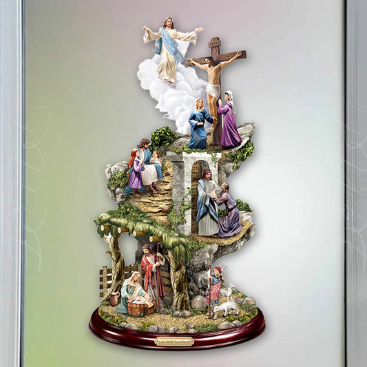 Simulation Jesus Wall Sticker Nativity Scene Cross Decorations Glass Door Window Ornament PVC Waterproof Flat Home Decor Sticker
