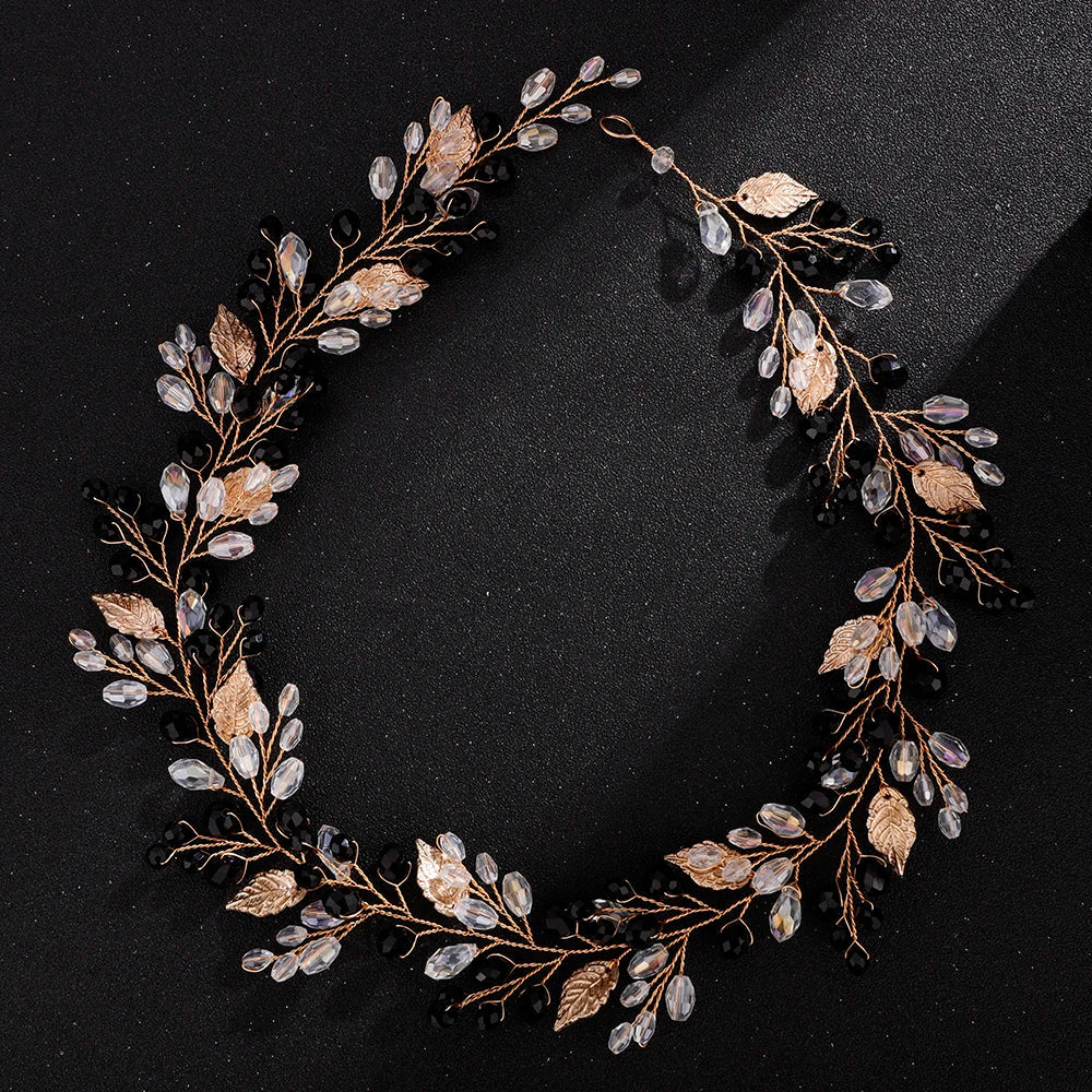 qgtao - Gold Alloy Crystal Bead Flower Headband Hair Accessories Tiaras Bridal Headwear Wedding Hair Jewelry Party Prom Headpiece