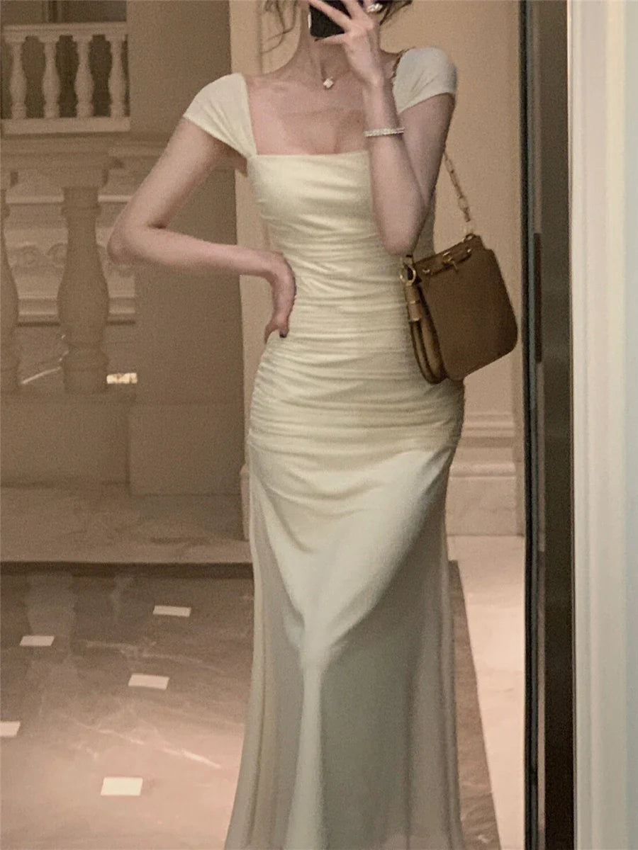 qgtao Dress Women Elegant Summer 2024 New Fashion Evening Party Ladies Vestidos Vintage Bodycon Clothes Female Korean Midi Dresses