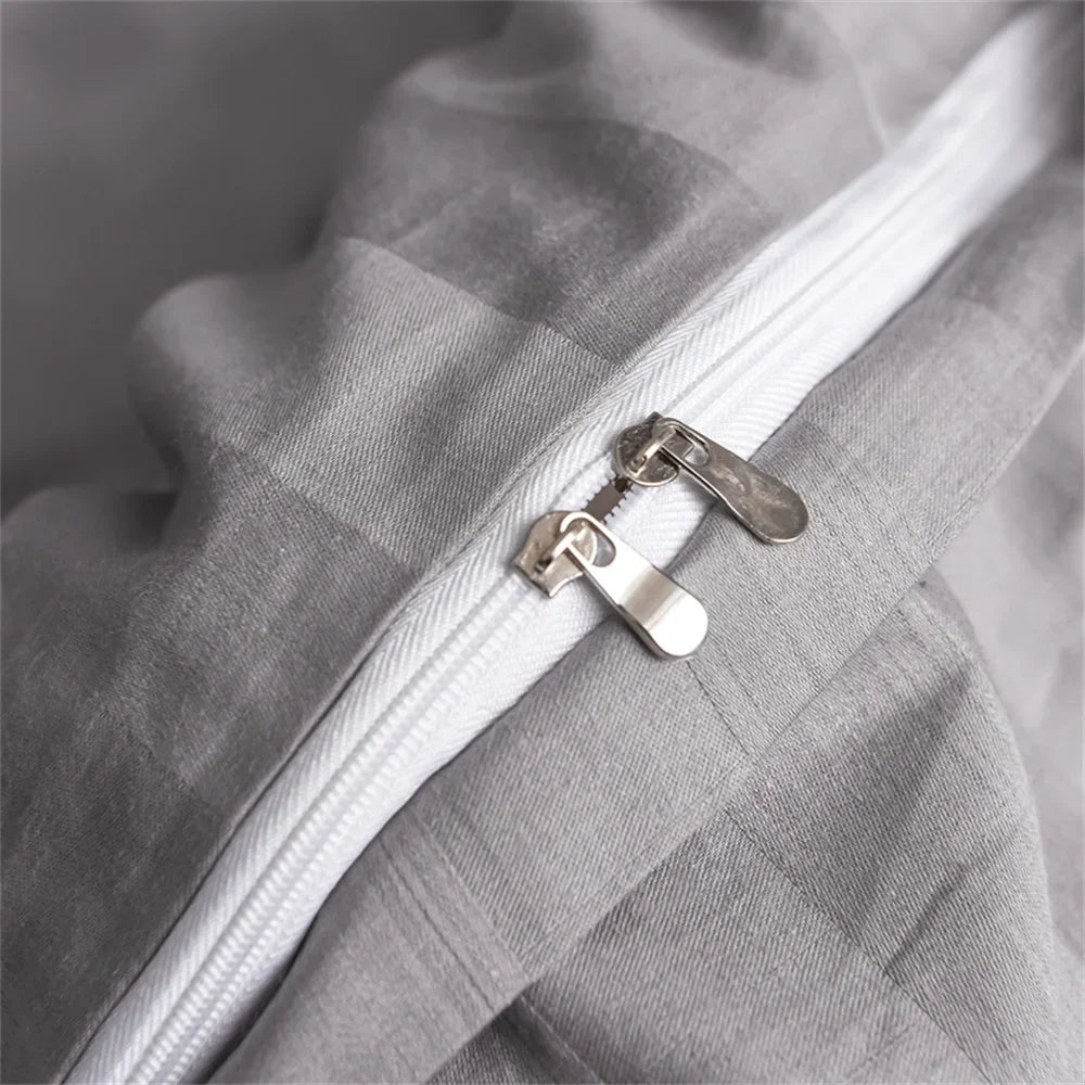 Yeknu Nordic Sliver Grey Stripes 100% Egyptian Cotton Jacquard Bedlinens Queen King Size Set Fitted Sheet Duvet Cover Bedding