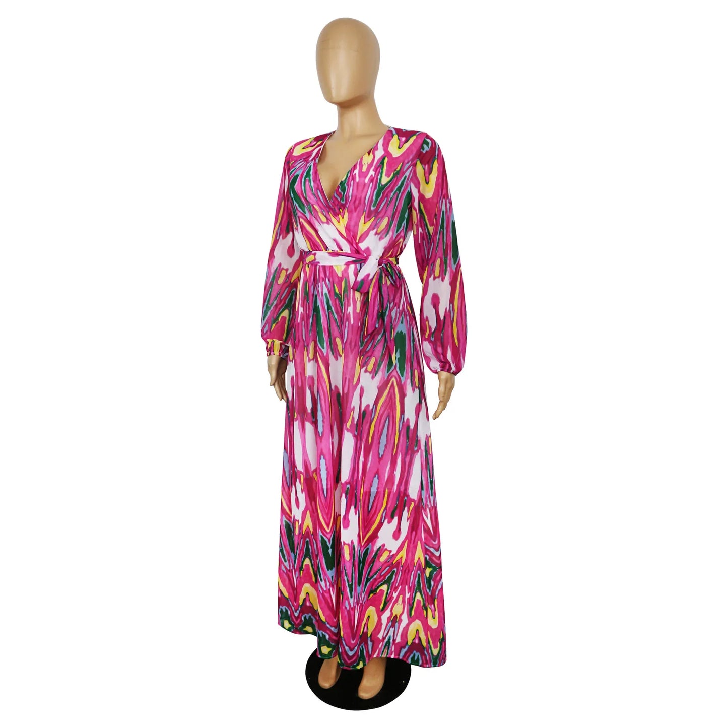 qgtao Beach Chiffon Long Dresses Women's Clothing Plus Size Dresses 2024 Autumn Urban Casual Fashion Print Large Swing Dress