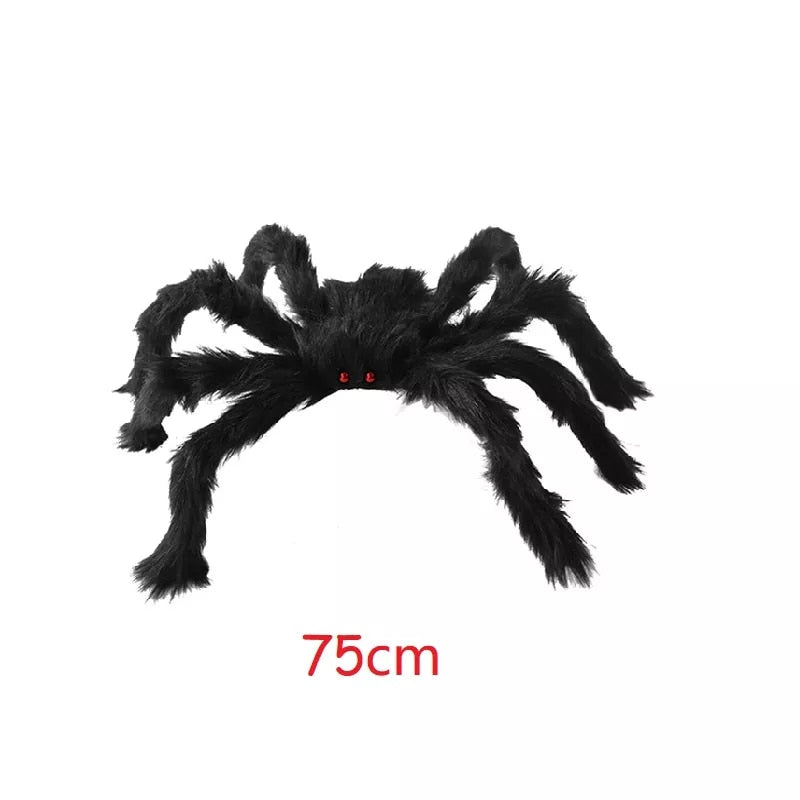 30cm, 50cm, 75cm, 90cm Oversized Plush Black Spider Halloween Party Decoration Outdoor Home Bar Haunted House Horror Props