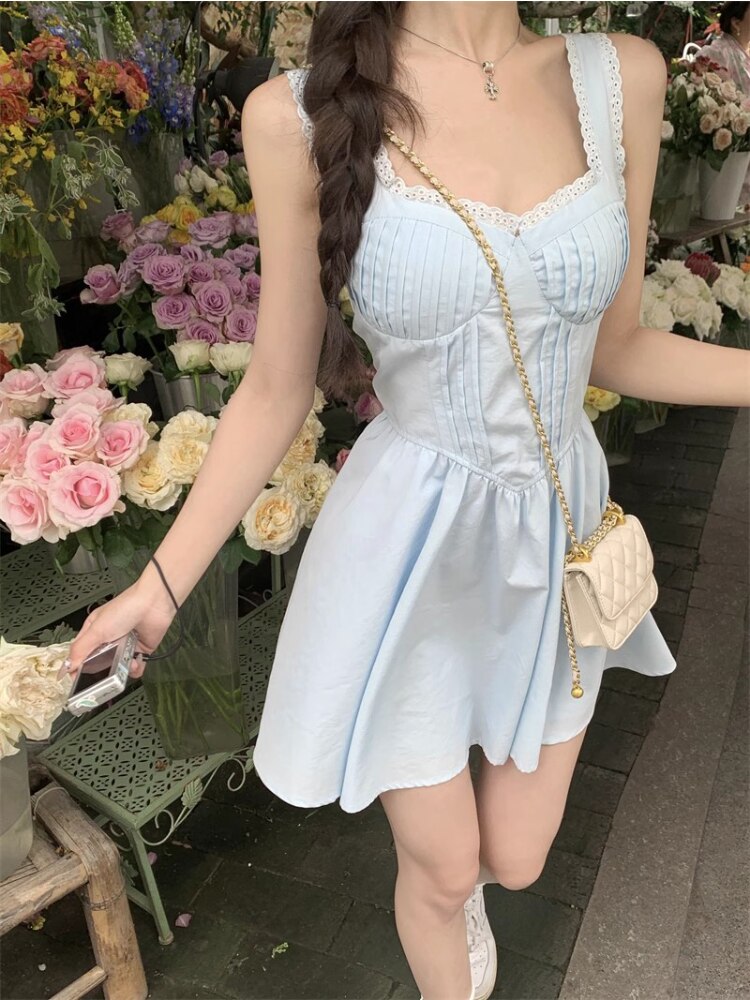 Fairycore Blue Lace Corset Dress
