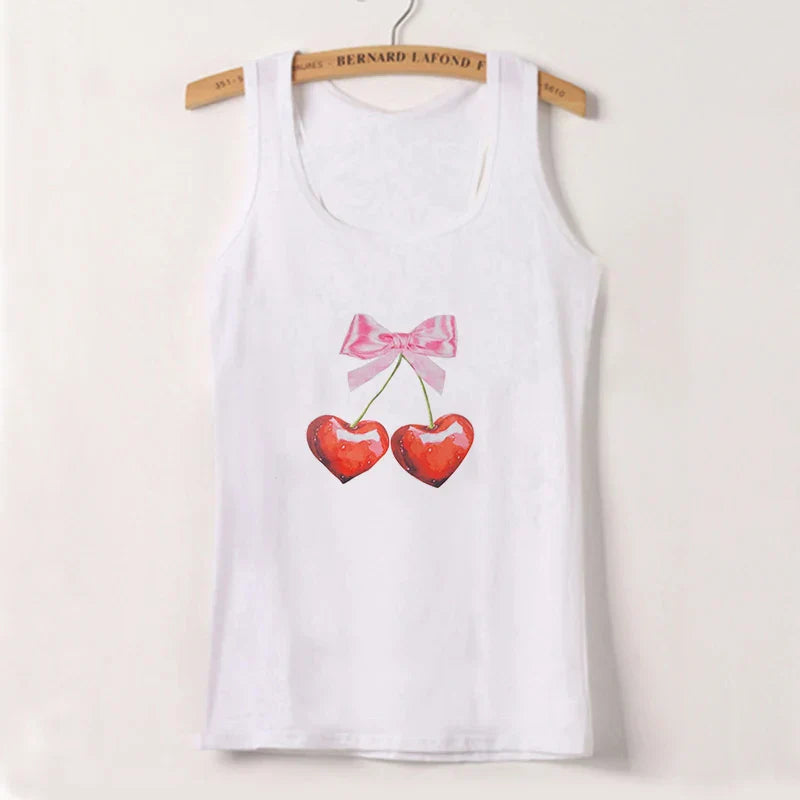 qgtao Y2k Tshirt Grunge Baby Tee Aesthetic Cherry Print Casual Vintage Streetwear Short Sleeve Crop Top Clothes Gothic Slim T-shirts