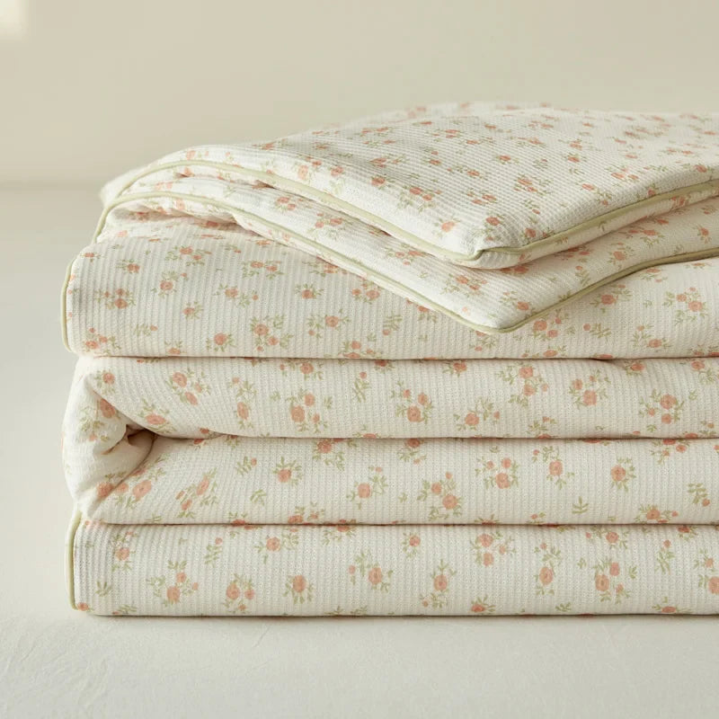 Yeknu Summer Quilt Class A Knitted Aerobic Cotton Printed Soybean Quilt Summer Bedspread Home Textiles