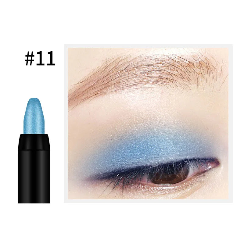 qgtao - Waterproof Pearlescent Eyeshadow Pencil Stick 16 Colors Lasting Glitter Shimmer Eye Shadow Pen Eyeliner Stick Eyes Makeup Tools