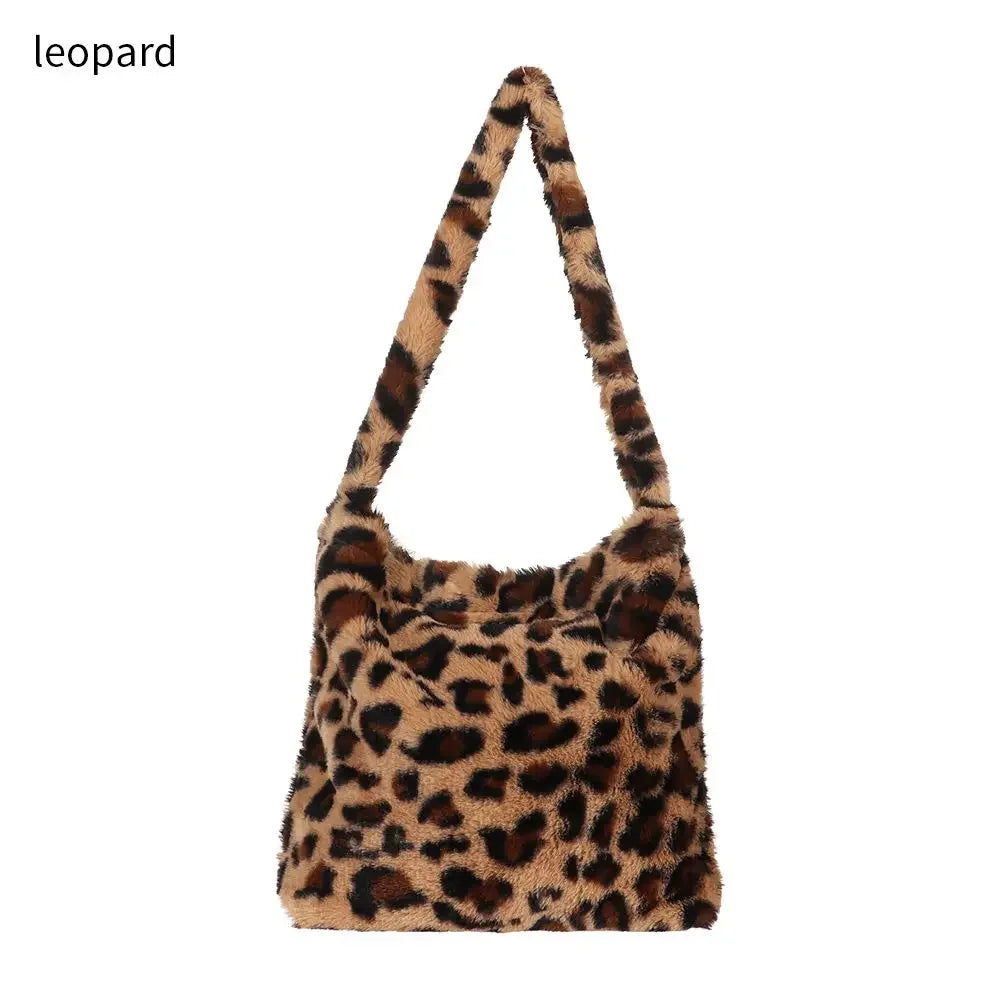 qgtao Women Fluffy Shoulder Bag Top-handle Bag Female Autumn Winter Handbag Plush Tote Girls Fashion Shopping Bags Handbags for Women