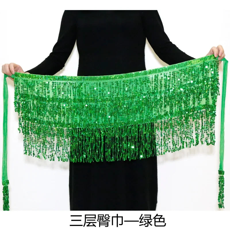Sexy Sequins Tassel Dancewear Mini Skirt Women Clothes Jupe Femme Belly Dance Skirts Ladies Faldas Performance Stage Bottom Saia
