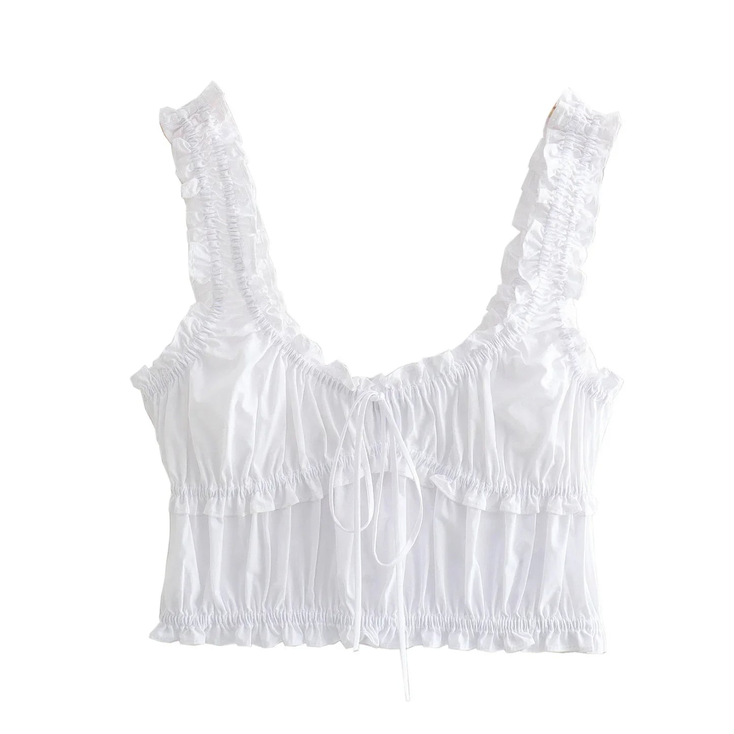qgtao 2024 Women's Bow Decorated Poplin Camisole Official Store Women's 2000s Tops Clothing Youth Tops Corsets