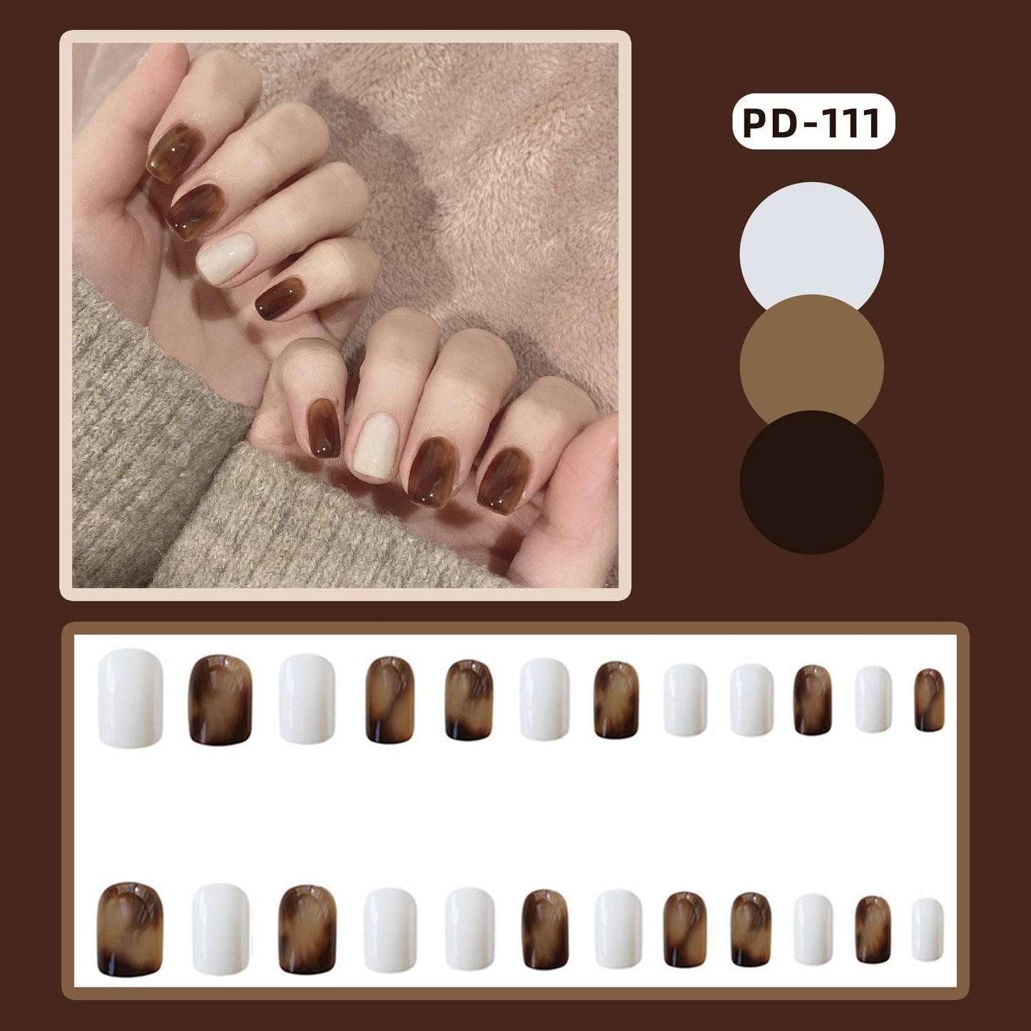24pcs/box Christmas Fake Nails Style Art Nail Tips Press on False with Glue Designs Set Full Cover Artificial Short Fingernails