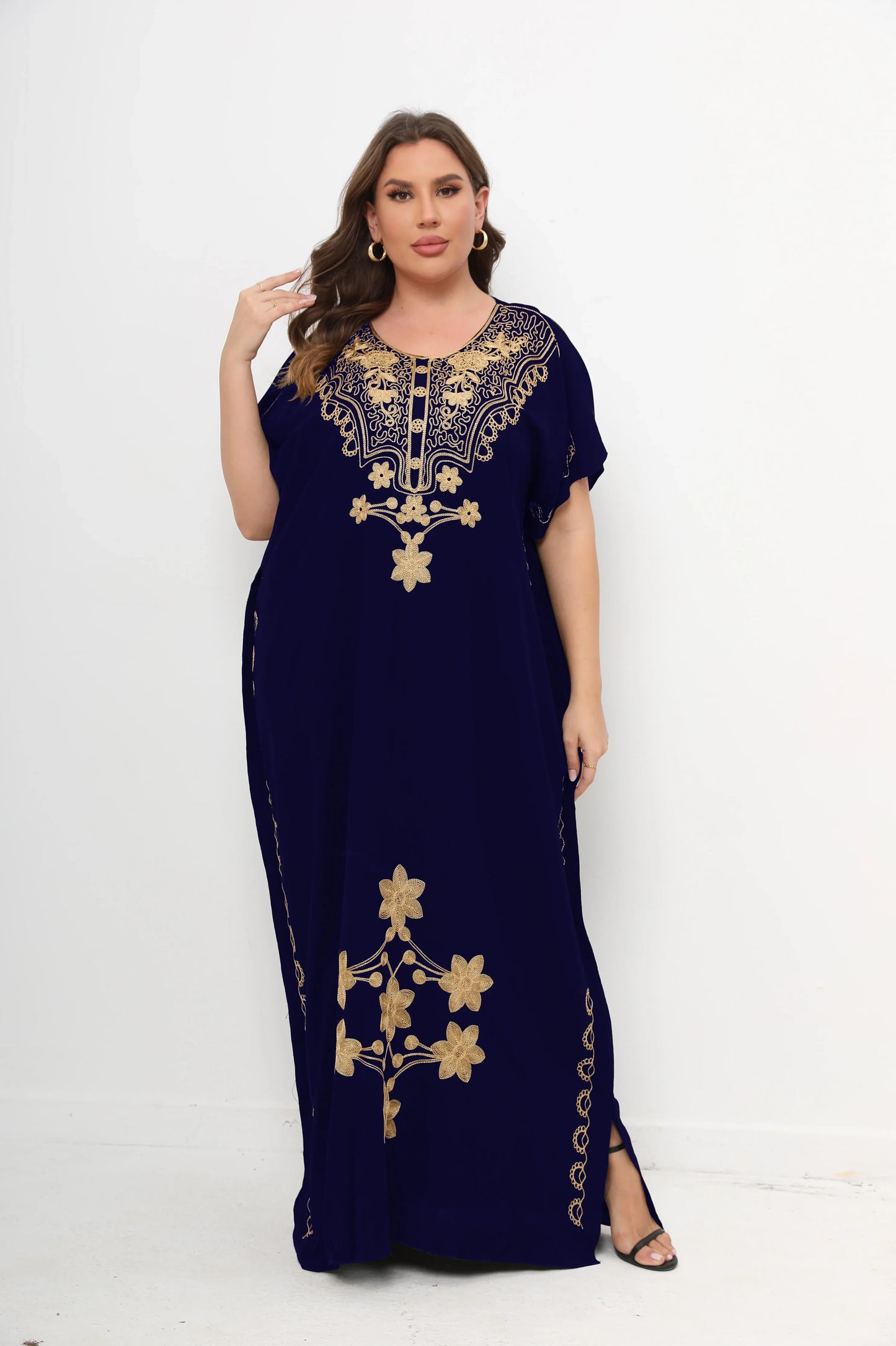 qgtao New African Plus Size Women Dashiki Abaya 100% Cotton Maxi Dresses For Women Short Sleeves Kaftan Loose Fit Femme Robe