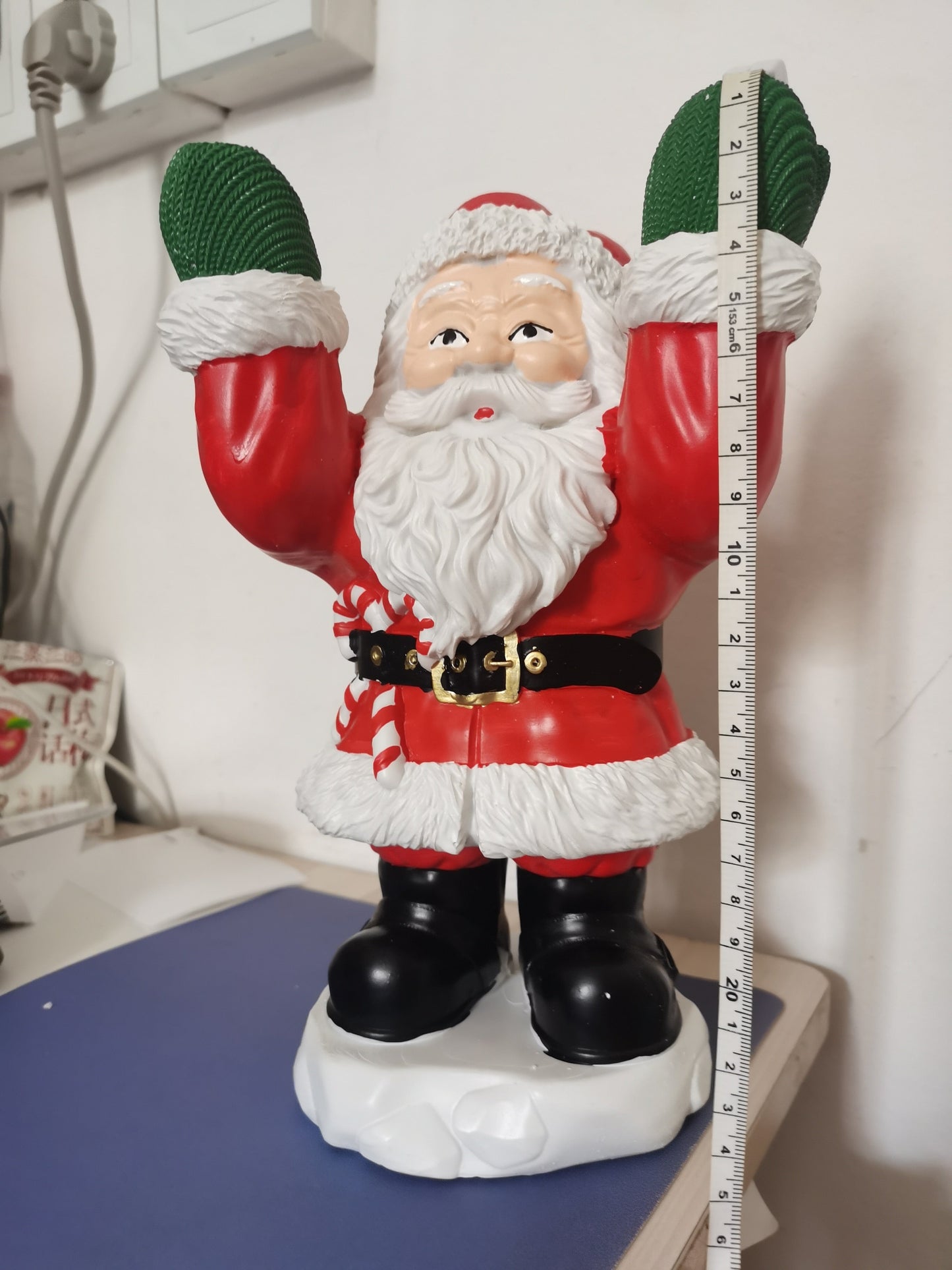 Santa Claus Treats Holder Fruit Plate Desktop Ornaments Sculptural Glass Topped Resin  Party Table Food Tray Christmas Decor