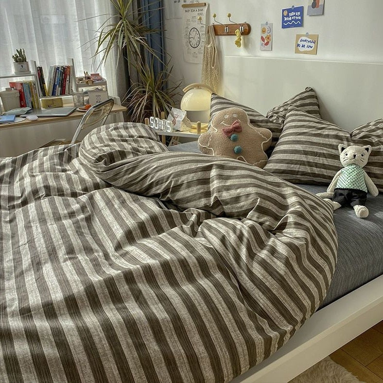 Yeknu Checkerboard Bedding Set Hot Sale Single Queen Size Flat Sheet Quilt Duvet Cover Pillowcase Polyester Bed Linens Home Textile