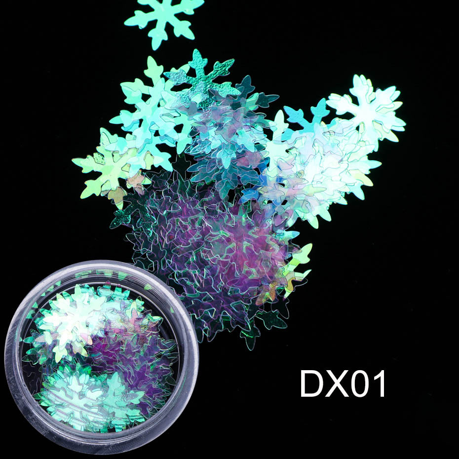 1 box White Snowflake 3D Nail Art Sequins Winter Christmas Snow Flakes Holographic Charms Polishing Gel Accessories SA1980