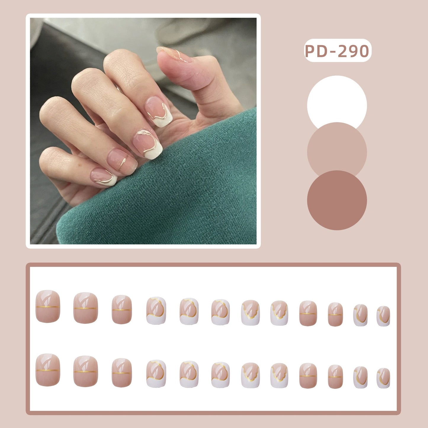 24pcs/box Christmas Fake Nails Style Art Nail Tips Press on False with Glue Designs Set Full Cover Artificial Short Fingernails