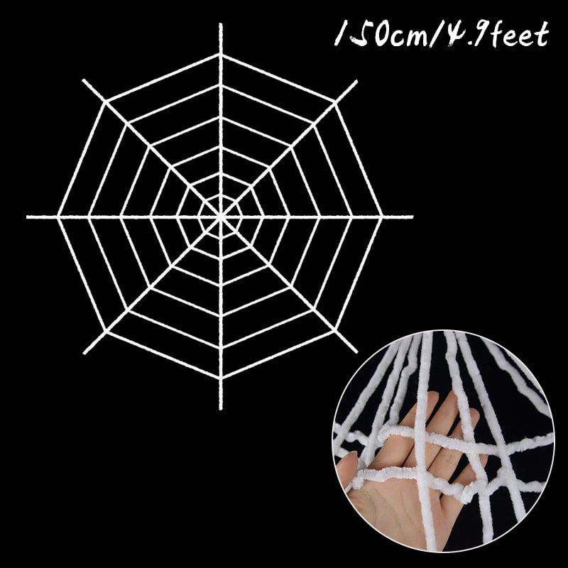 150/200cm Black Scary Giant Spider Huge Spider Web Halloween Decoration for Home Bar Haunted House Props Holiday Outdoor Decor