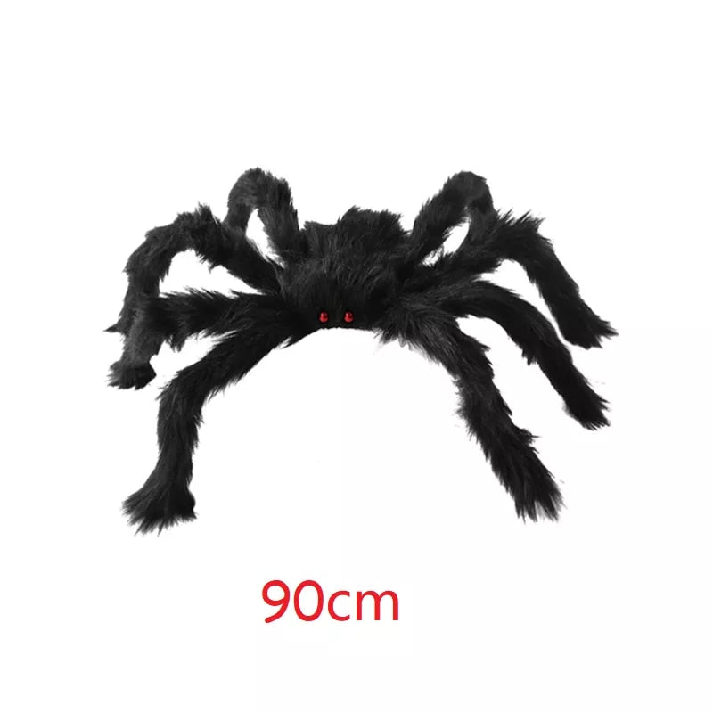 30cm, 50cm, 75cm, 90cm Oversized Plush Black Spider Halloween Party Decoration Outdoor Home Bar Haunted House Horror Props