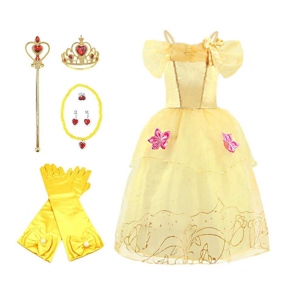 Kid Princess Dress Girl Summer Fancy Party Clothes Children Rapunzel Cinderella Belle Sleeping Beauty Christmas Carnival Costume