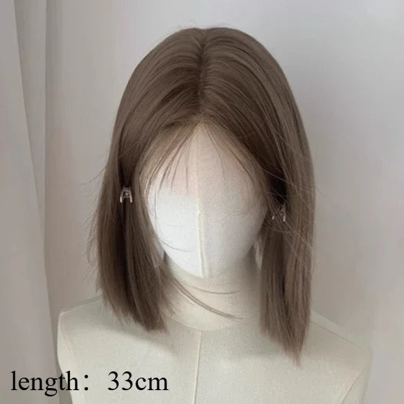 qgtao - Sweet Short Bob Wig for Women Lace Front Wigs Headband Summer Fresh Pink Blonde Short Hair Cosplay Pink Wig Lolita