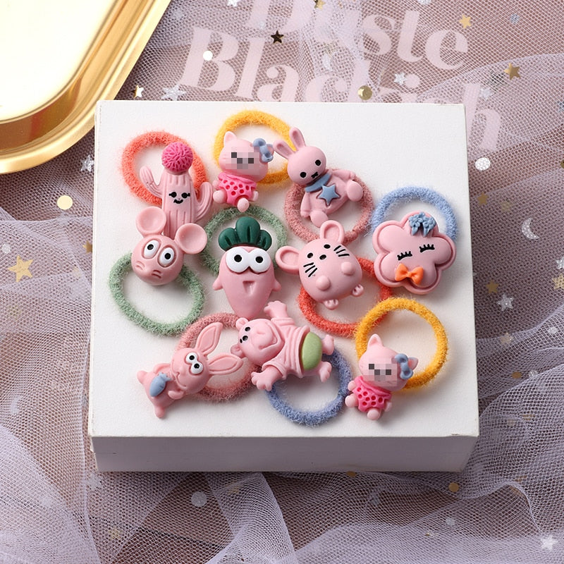 10PCS/Set Girls Cute Hair bands Elastic Rubber Band Headwear Hair Accessories Kids Cartoon Animals Headband Ornaments Gift