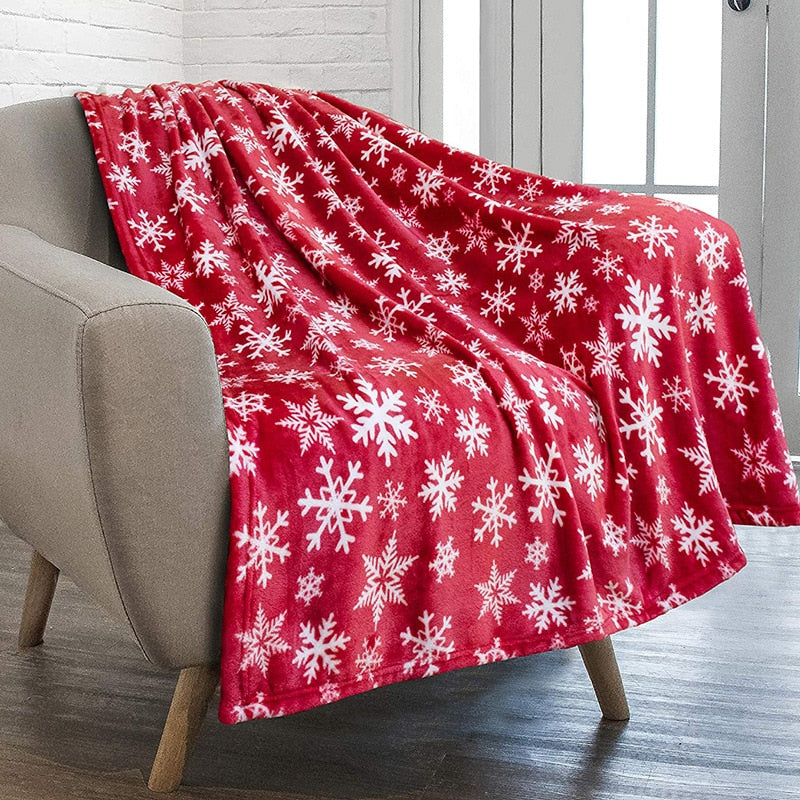 Christmas Flannel Throw Blanket Single-sided Printing Portable Travel Warm Blankets for Bed Soft Cozy Child Audit Sofa Blanket