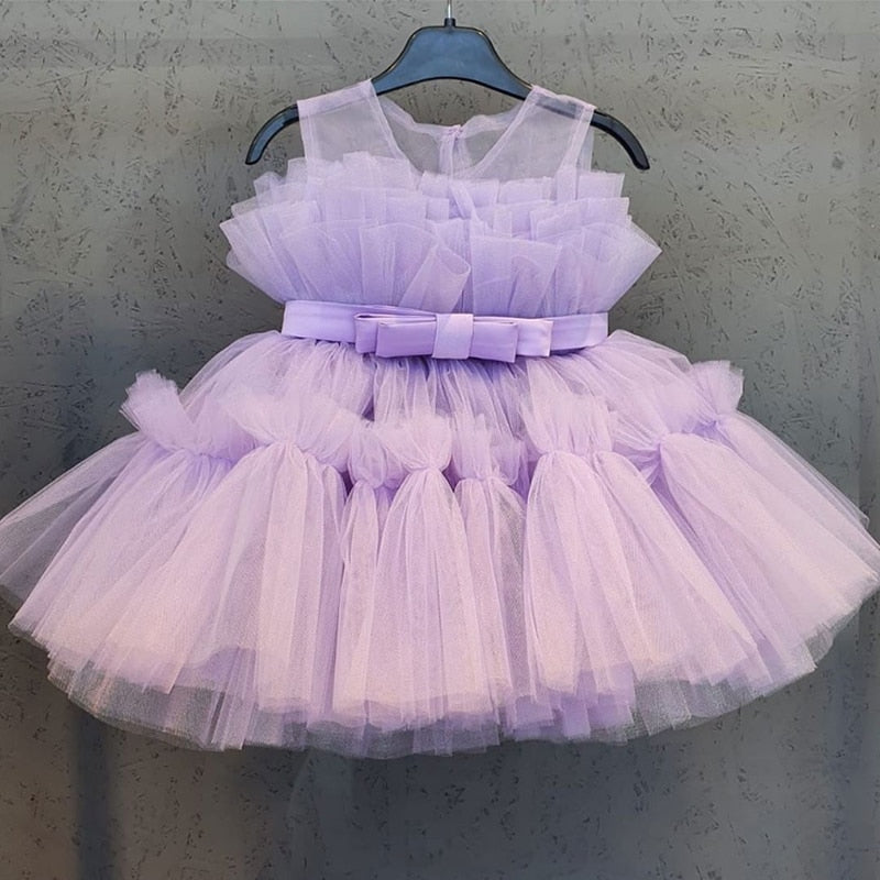 Summer Lace Princess Dresses For Kids 1-5 Year Birthday Dress Flowers Girls Dress Children's Birthday Party Costume Infant Dress
