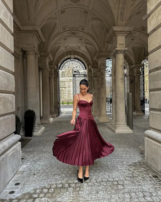 qgtao  -  Women Pleated Backless Loose Sling Elegant Party Club Evening Dress Sexy Off Shoulder Vestidos Lady Streetwear 2024 Maxi Dresses