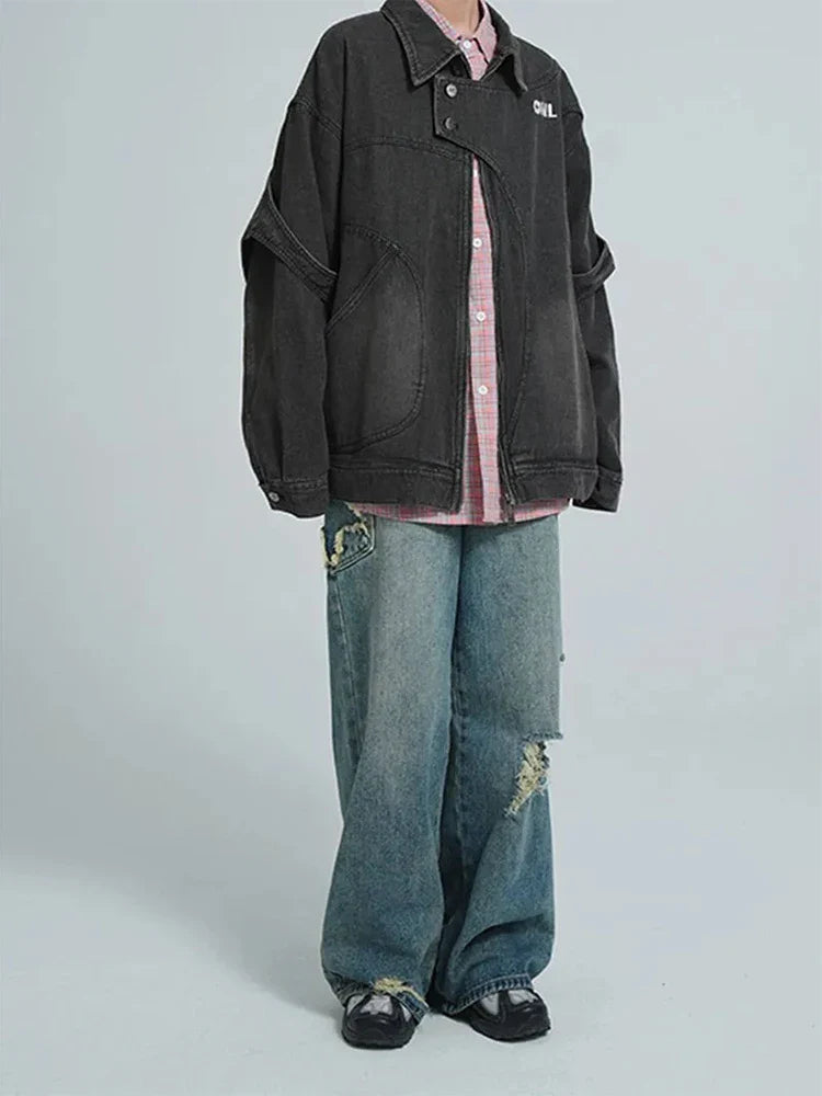 Women's Blue Star Ripped Jeans Baggy Harajuku Aesthetic Denim Trousers Y2k Wide Jean Pants Vintage 2000s Trashy Oversize Clothes
