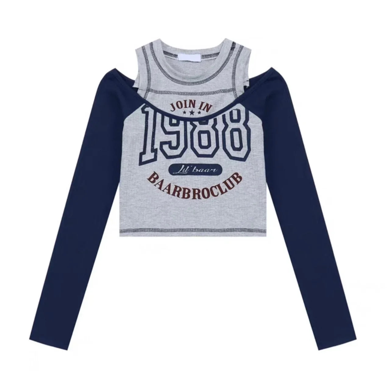 qgtao Y2k Streetwear Vintage Korean Crop Top Women Sexy American Retro Letter Printed T Shirts Off Shoulder Aesthetic Clothes