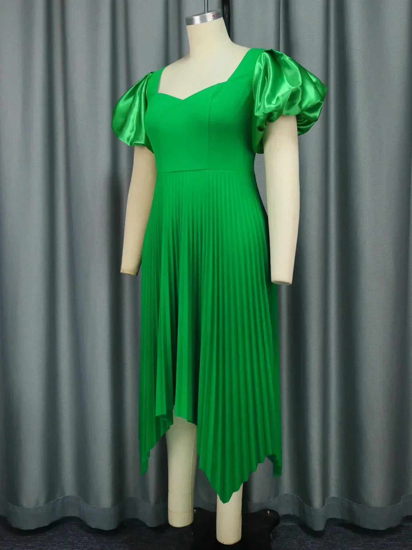 qgtao  Party Dress For Women Sweetheart Neck Puff Sleeve Irregualr Pleated Hem Elegant Formal Evening Birthday Gowns Plus Size