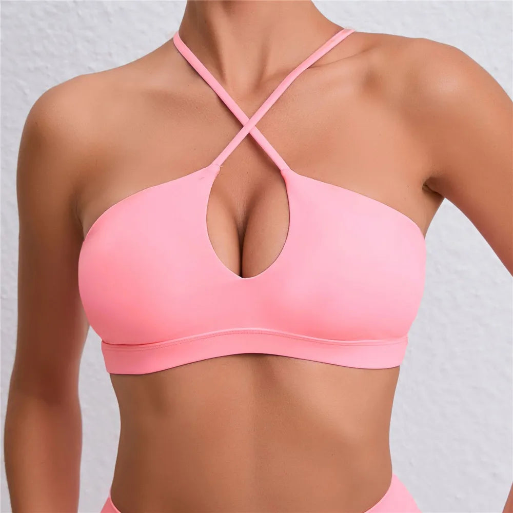 qgtao Hot Girl Hollow Out Running Sports Bra Fitness Yoga Bra Crop Tank Top Underwear Women Vest Shockproof Shirt Jogging Sportswear