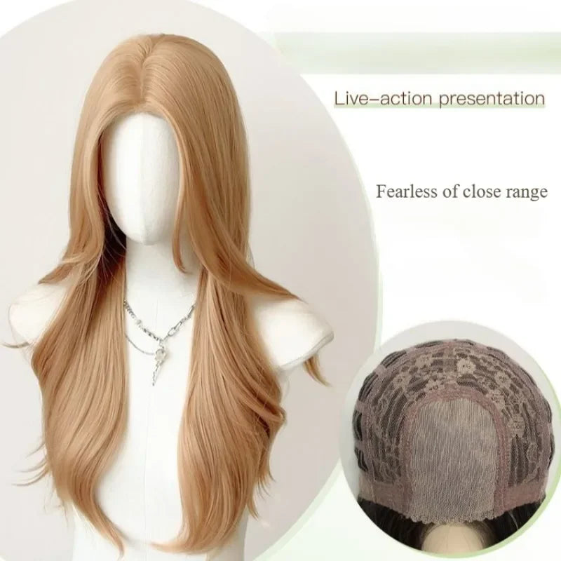 OKLULU - blonde Synthetic Hair Wigs Long Wavy Natural Hair Wigs for Women Natural Wave Cosplay Party Daily Use Lolita Wig Heat Resistant