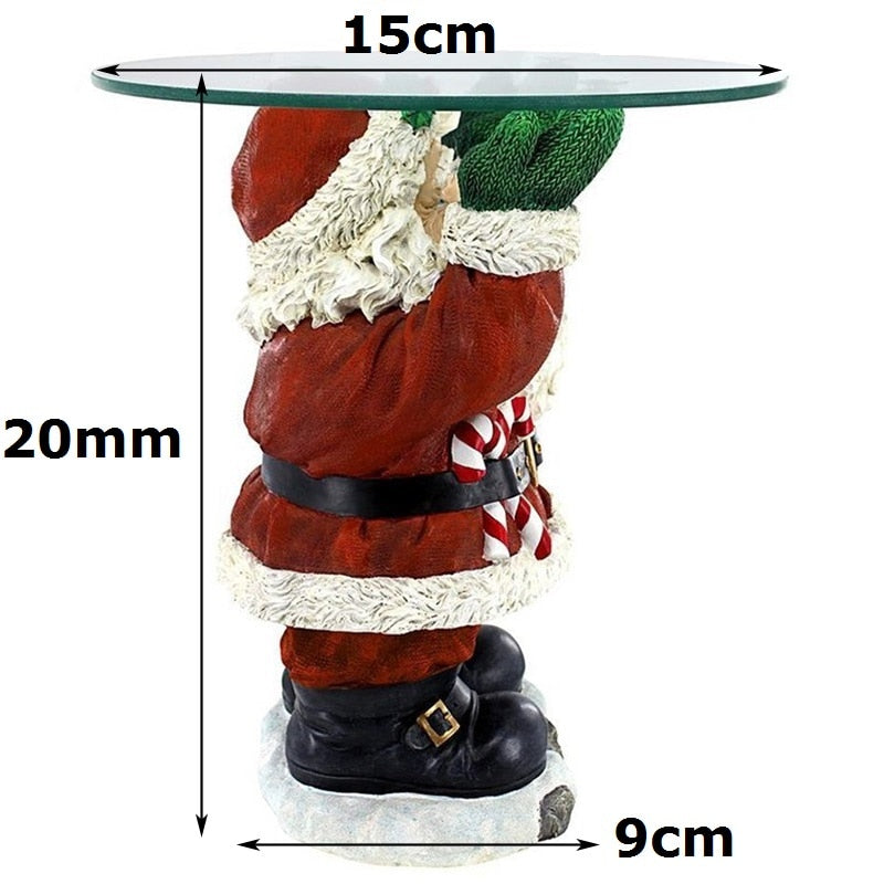 Santa Claus Treats Holder Fruit Plate Desktop Ornaments Sculptural Glass Topped Resin  Party Table Food Tray Christmas Decor