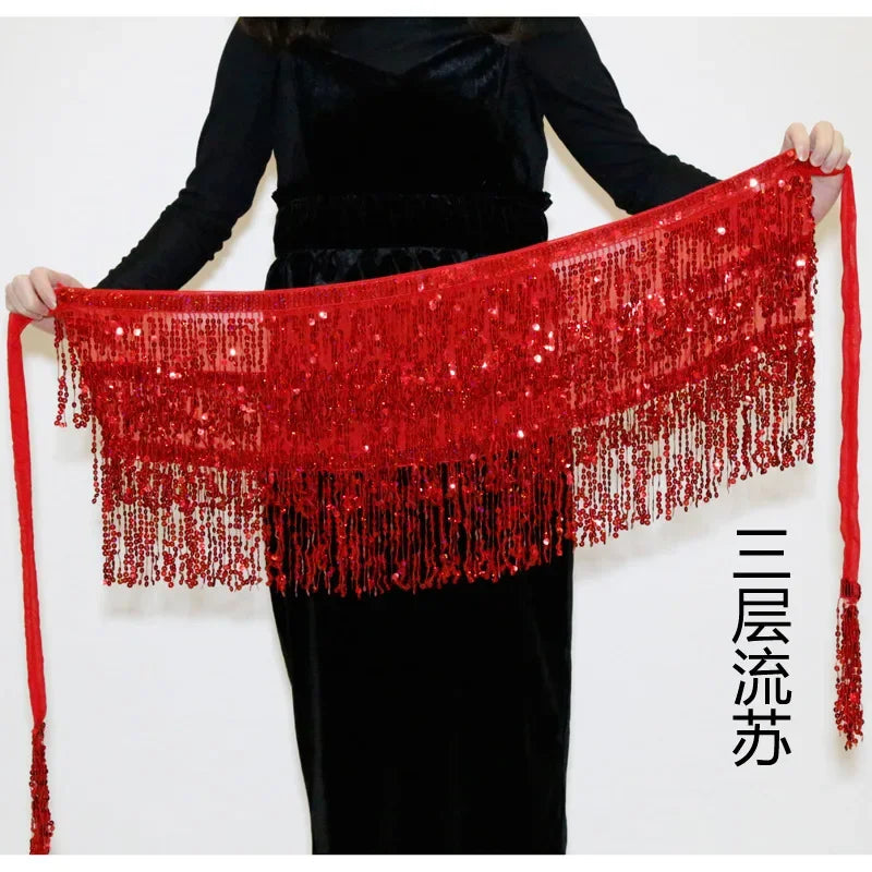 Sexy Sequins Tassel Dancewear Mini Skirt Women Clothes Jupe Femme Belly Dance Skirts Ladies Faldas Performance Stage Bottom Saia