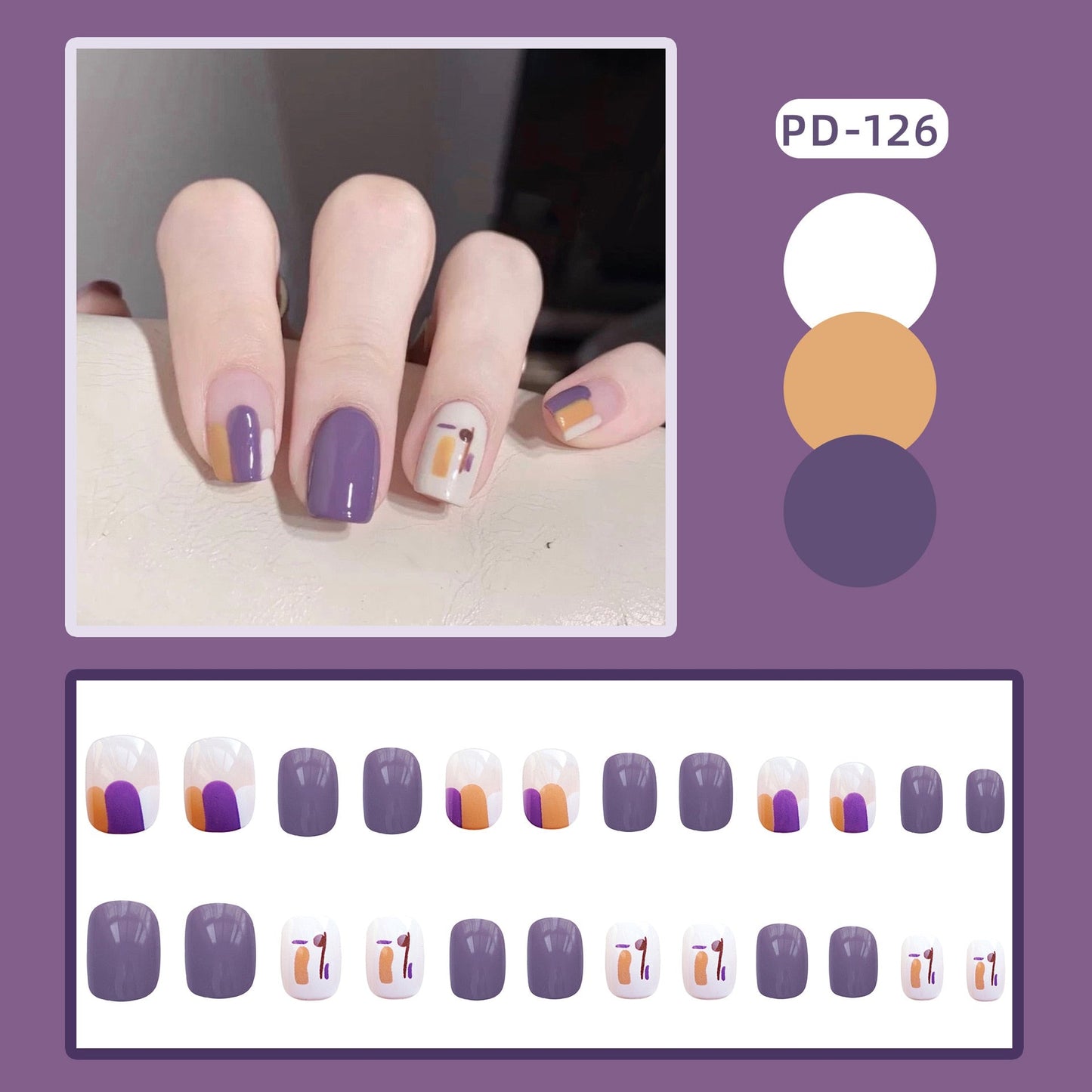 24pcs/box Christmas Fake Nails Style Art Nail Tips Press on False with Glue Designs Set Full Cover Artificial Short Fingernails