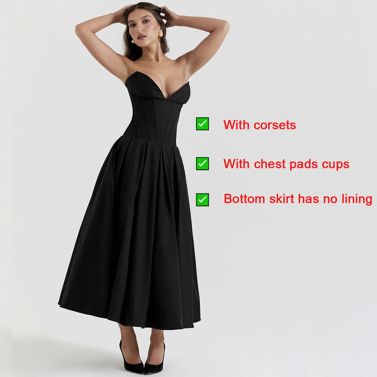 qgtao Summer Formal Occasion Strapless Dress Sexy Elegant Fit and Flare Birthday Party Dresses Red Women's Clothing