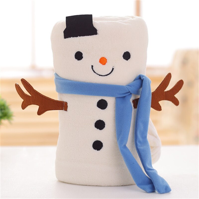 Cute Christmas Present Throw Blanket Lovely Santa Claus Flannel Fleece Sofa Blankets Portable Anti-Pilling Cartoon Shawl Blanket