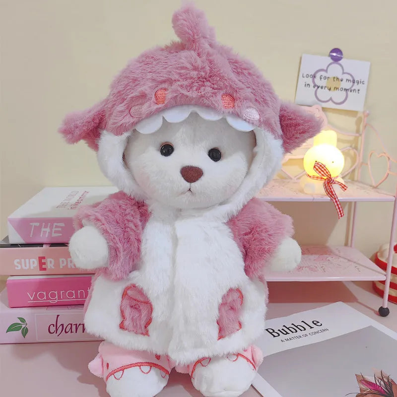 qgtao 30cm Handmade Bear Plush Toy Change Dress Cartoon Honey Cloth Baby Girl Hug Cuddly Plushie Doll for Kids Christmas Gift For Kids