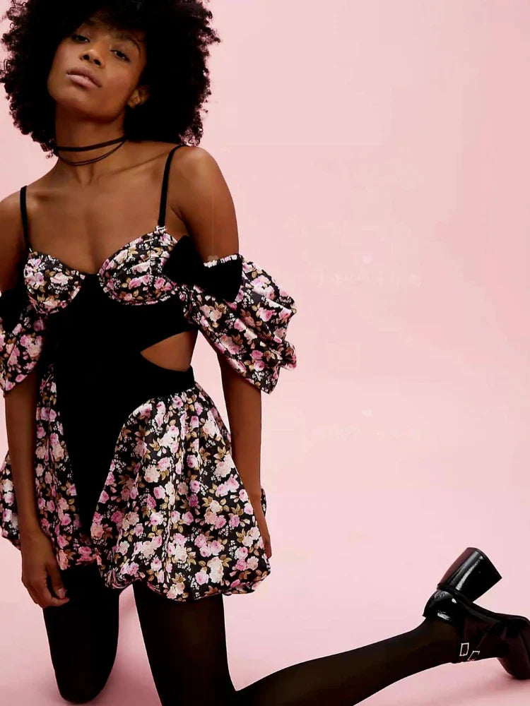 qgtao High Qualitty French Vintage A-line Y2k Women Dresses Floral Sweet Trendy Slim Sexy Ruffles Kawaii Elegant Midi Party Mujer