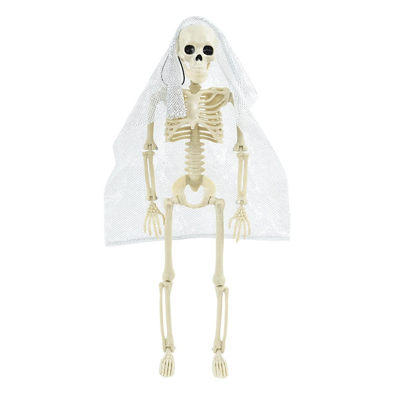40cm Halloween Movable Skeleton Fake Human Skull Bones Halloween Party Home Bar Decorations Haunted House Horror Props Ornament