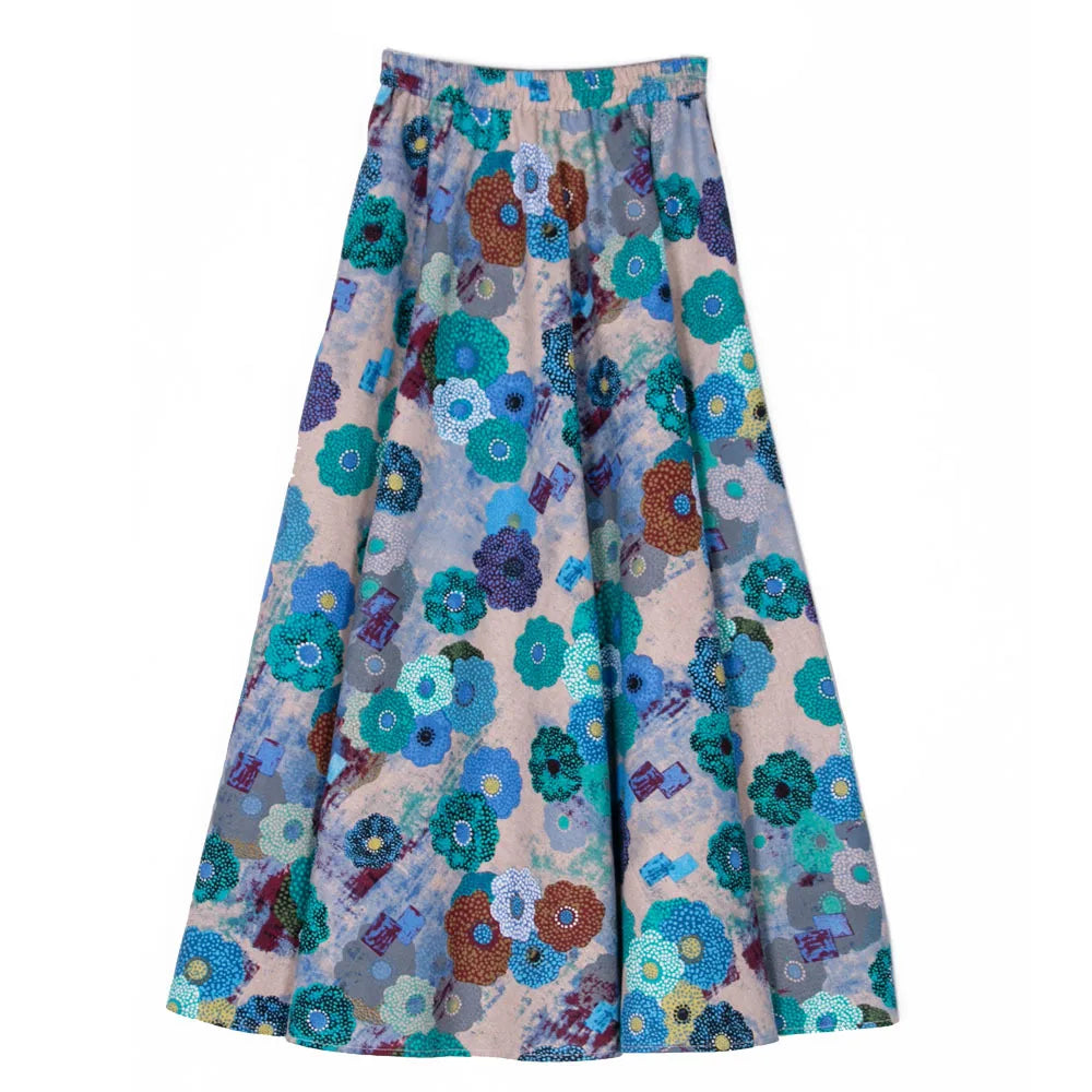 Summer Ethnic Style Cotton Linen Bohemian Streetwear Y2k Skirt Fashion Clothes Long Skirts Women Clothing Casual Vintage Elegant
