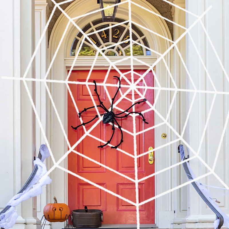 150/200cm Black Scary Giant Spider Huge Spider Web Halloween Decoration for Home Bar Haunted House Props Holiday Outdoor Decor