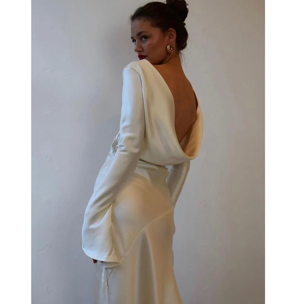 Elegant Christmas Evening Dress Women Long Sleeve Dress Bodycon Max Female Vestidos High Grade Satin Party Club Clothing