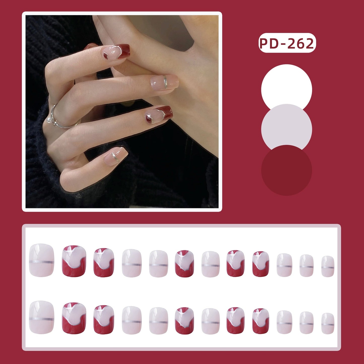 24pcs/box Christmas Fake Nails Style Art Nail Tips Press on False with Glue Designs Set Full Cover Artificial Short Fingernails